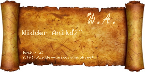 Widder Anikó névjegykártya