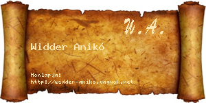 Widder Anikó névjegykártya